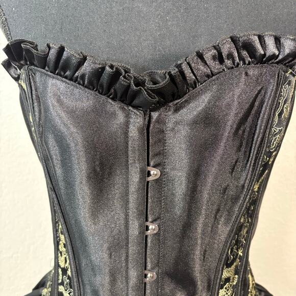 ICOLLECTION Corset Blk Sz 44 Cosplay Costume Dark Fairy Core Witchy Biker Edgy - Picture 2 of 10